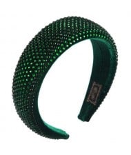Resin Beads All-over Decorated Solid Color Bold Fashion Women Hair Hoop - Green