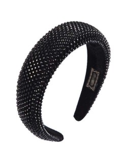 Resin Beads All-over Decorated Solid Color Bold Fashion Women Hair Hoop - Black