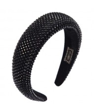 Resin Beads All-over Decorated Solid Color Bold Fashion Women Hair Hoop - Black