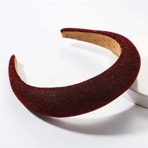 Korean Fashion Premium Silk Cloth Solid Color Women Hair Hoop - Red