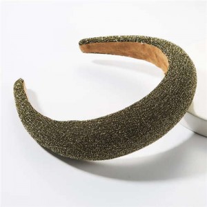 Korean Fashion Premium Silk Cloth Solid Color Women Hair Hoop - Green