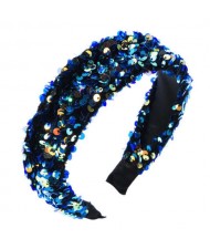 Shining Sequins Embellished Flannelette Women Hair Hoop - Blue