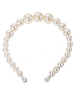 Pearl Fashion Bridal Style Women Hair Hoop - White