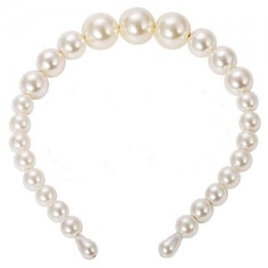 Pearl Fashion Bridal Style Women Hair Hoop - White