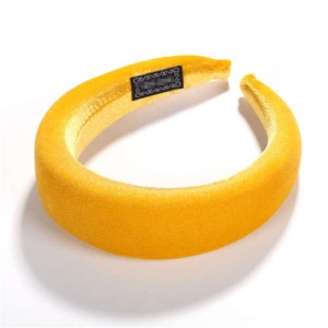 High Fashion Solid Color Velvet Women Hair Hoop - Yellow