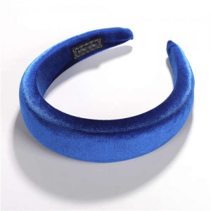High Fashion Solid Color Velvet Women Hair Hoop - Blue
