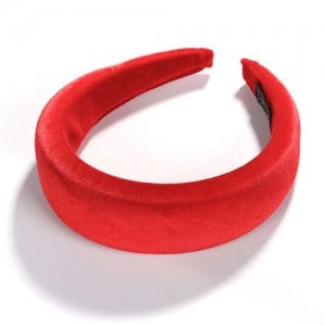 High Fashion Solid Color Velvet Women Hair Hoop - Red