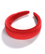 High Fashion Solid Color Velvet Women Hair Hoop - Red