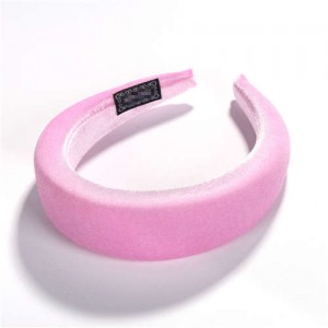 High Fashion Solid Color Velvet Women Hair Hoop - Rose Pink