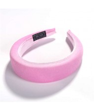 High Fashion Solid Color Velvet Women Hair Hoop - Rose Pink