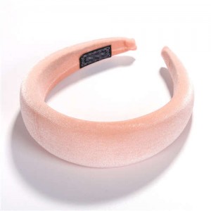 High Fashion Solid Color Velvet Women Hair Hoop - Apricot