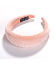 High Fashion Solid Color Velvet Women Hair Hoop - Pink