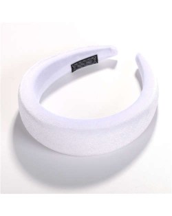 High Fashion Solid Color Velvet Women Hair Hoop - White