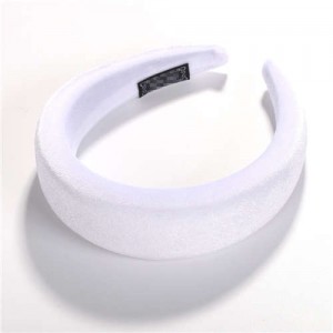 High Fashion Solid Color Velvet Women Hair Hoop - White