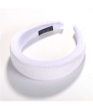 High Fashion Solid Color Velvet Women Hair Hoop - White