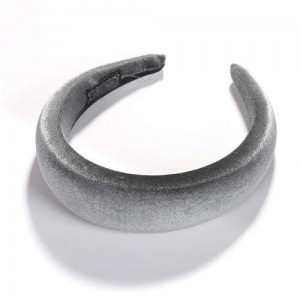 High Fashion Solid Color Velvet Women Hair Hoop - Gray