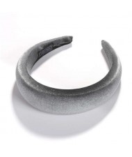 High Fashion Solid Color Velvet Women Hair Hoop - Gray