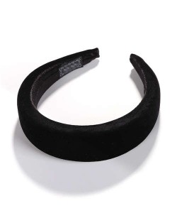 High Fashion Solid Color Velvet Women Hair Hoop - Black