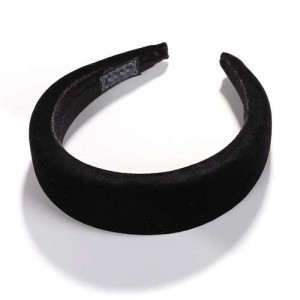 High Fashion Solid Color Velvet Women Hair Hoop - Black