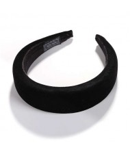 High Fashion Solid Color Velvet Women Hair Hoop - Black