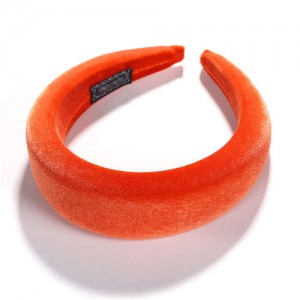 High Fashion Solid Color Velvet Women Hair Hoop - Orange