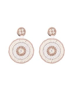 Bohemian Style Mini Beads Round Design High Fashion Women Earrings - White