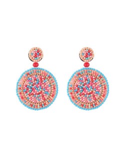 Bohemian Style Mini Beads Round Design High Fashion Women Earrings - Multicolor