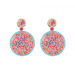 Bohemian Style Mini Beads Round Design High Fashion Women Earrings - Multicolor