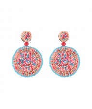 Bohemian Style Mini Beads Round Design High Fashion Women Earrings - Multicolor