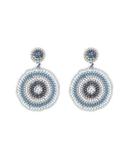 Bohemian Style Mini Beads Round Design High Fashion Women Earrings - Gray