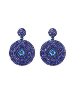 Bohemian Style Mini Beads Round Design High Fashion Women Earrings - Blue