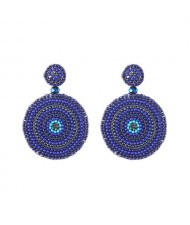 Bohemian Style Mini Beads Round Design High Fashion Women Earrings - Blue