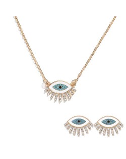 Blue Eye Design High Fashion Women Necklace and Earrings Set