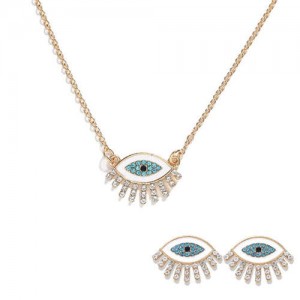 Blue Eye Design High Fashion Women Necklace and Earrings Set