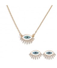 Blue Eye Design High Fashion Women Necklace and Earrings Set