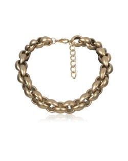 Dark Golden Alloy Shell Pattern Chain Design Women Fashion Necklace
