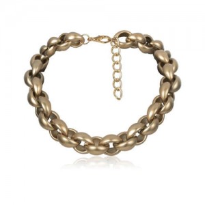 Dark Golden Alloy Shell Pattern Chain Design Women Fashion Necklace