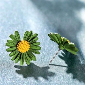 Graceful Daisy Design Korean Fashion Women Earrings - Green