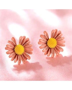 Graceful Daisy Design Korean Fashion Women Earrings - Pink