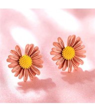 Graceful Daisy Design Korean Fashion Women Earrings - Pink