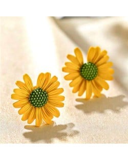 Graceful Daisy Design Korean Fashion Women Earrings - Yellow