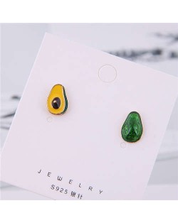 Avocado Transection Asymmetric Design Women Alloy Fashion Earrings