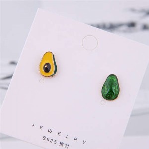Avocado Transection Asymmetric Design Women Alloy Fashion Earrings
