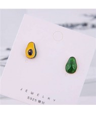 Avocado Transection Asymmetric Design Women Alloy Fashion Earrings