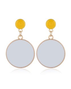 Enamel Round Shape Bold Fashion Women Alloy Earrings - White