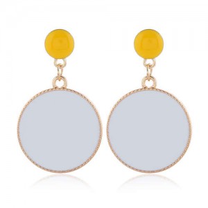 Enamel Round Shape Bold Fashion Women Alloy Earrings - White