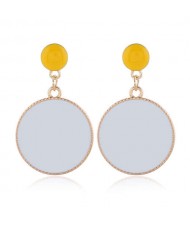 Enamel Round Shape Bold Fashion Women Alloy Earrings - White