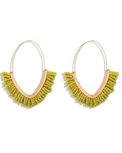 Summer Seashore Fashion Bohemian Style Mini Beads Hoop Earrings - Yellow