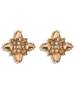 Acrylic Flower Pattern High Fashion Women Earrings - Champagne