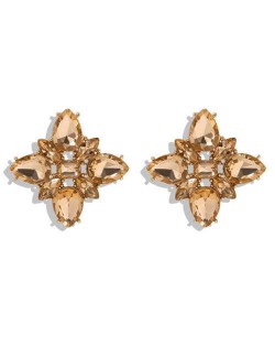 Acrylic Flower Pattern High Fashion Women Earrings - Champagne